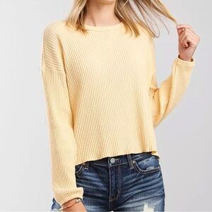 Billabong Yellow Ribbed Long Sleeve